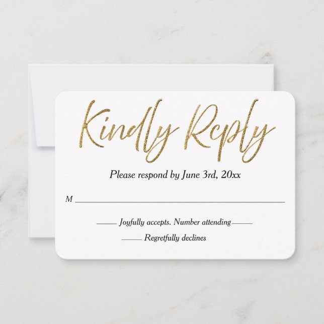 RSVP für Minimalistische Kalligrafie-Hochzeit mit  (Vorderseite)
