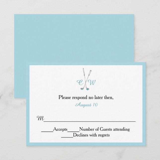 RSVP für Mit Monogramm Hochzeiten Karte (Vorne/Hinten)
