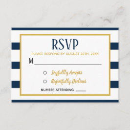 RSVP für Nautische Navy-Streifen und Burlap-Hochze Karte