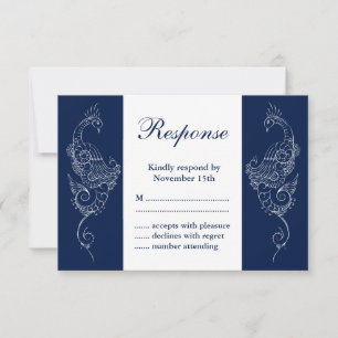 RSVP für Navy und White Mehndi Peacock Wedding