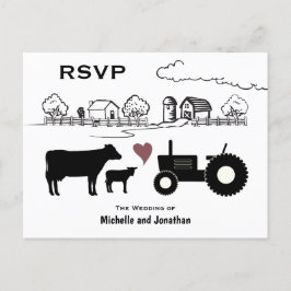 RSVP für niedliche Kühe und Traktoren Postkarte