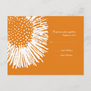 RSVP für Orangefarbene und Abstrakte Blumenzehen Karte