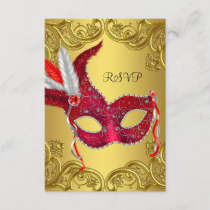 RSVP für Rot-Gold-Maskenball Karte