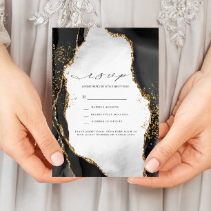 RSVP für Schwarz, Gold und Grau-Nebel Einladung