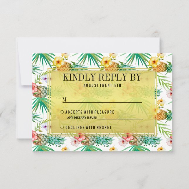 RSVP für tropische Ananas und Hibisken (Vorderseite)