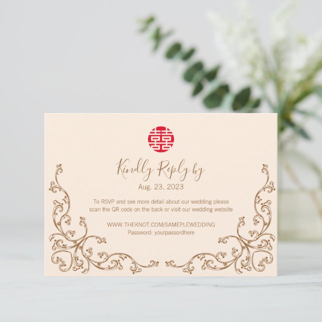 RSVP für Vintage Blühtest-Frame-Hochzeit in China (Stehend Vorderseite)