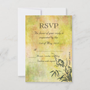 RSVP für Vintage japanische Vogelhochzeit Karte