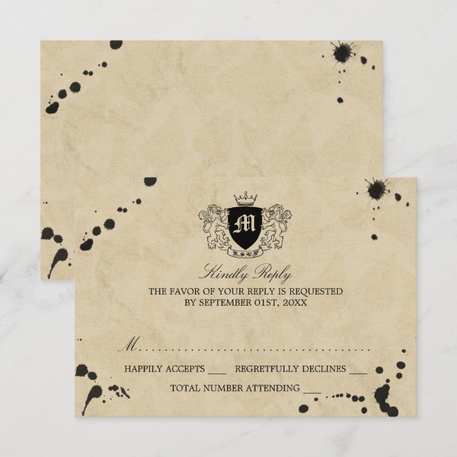 RSVP für Vintage Monogramm- und Tintenfessel (Vorne/Hinten)