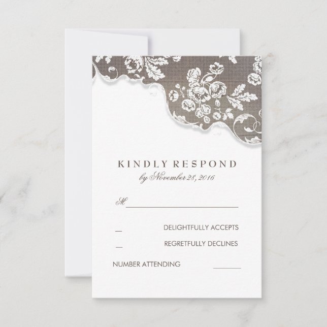RSVP für Vintage Rustikale Hochzeit Karte (Vorderseite)