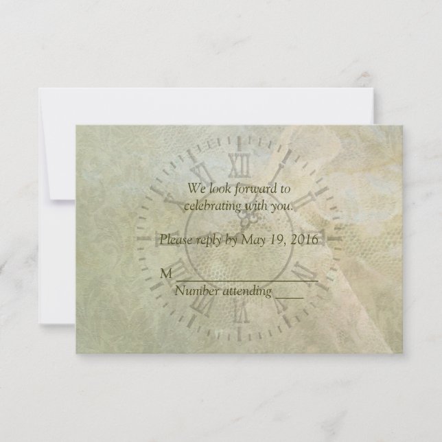 RSVP für Vintage Uhr Karte (Vorderseite)