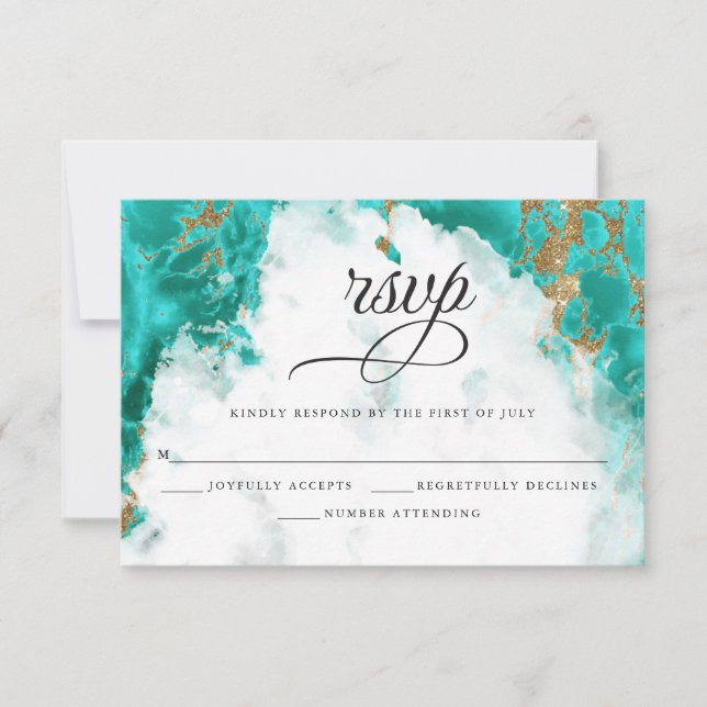 RSVP | Géode Turquoise Aquarelle BarefootBride™ (Devant)
