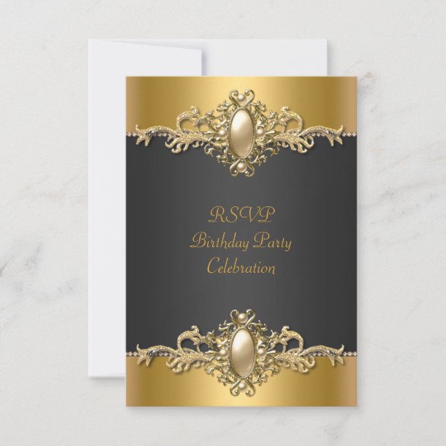 RSVP Gold Black Elegant Birthday Party Pearl (Devant)