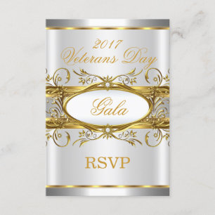 RSVP Gold Silber Weiß und Gold Plakette Party Karte