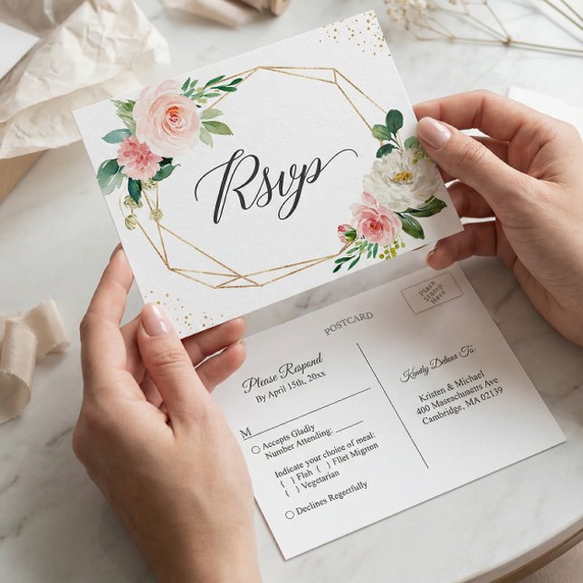 RSVP (Goldener Glitzer) Einladungspostkarte (Von Creator hochgeladen)