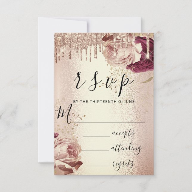 RSVP Gouttes de mariage Florales Marsala Rose Bour (Devant)