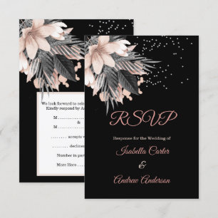 RSVP Hochzeit Blush Pfirsich Rosa Kohle Floral Einladung