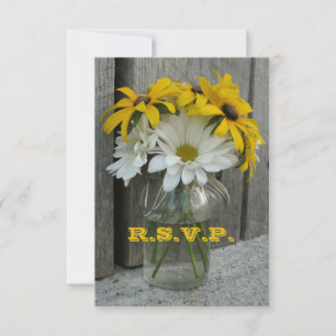 RSVP Hochzeit: Daisies, Mit Augen Schwarze Susans, Karte
