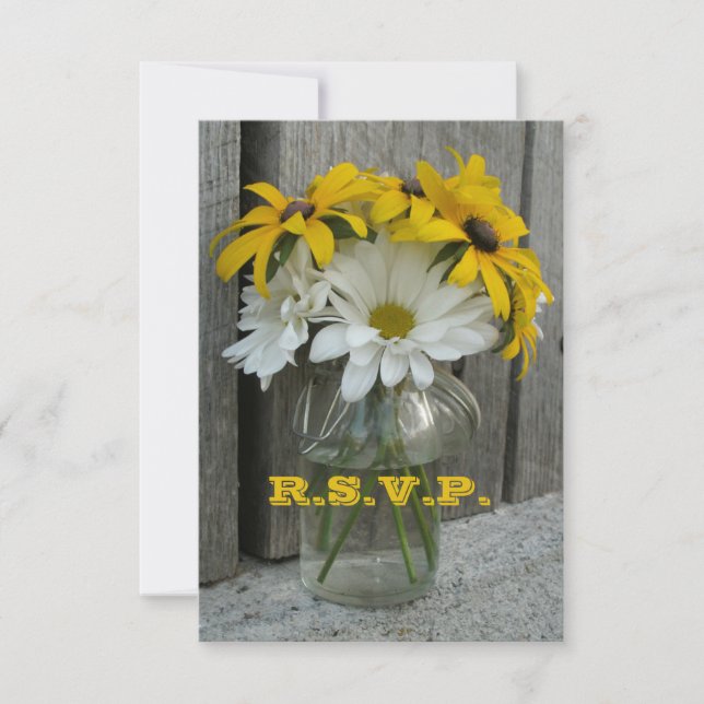RSVP Hochzeit: Daisies, Mit Augen Schwarze Susans, Karte (Vorderseite)