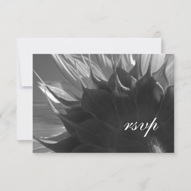 RSVP - Hochzeit der schwarzen und weißen Botanisch Karte (Vorderseite)