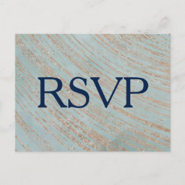 RSVP-Hochzeit für Kupfer und Blaumarmor Einladungspostkarte