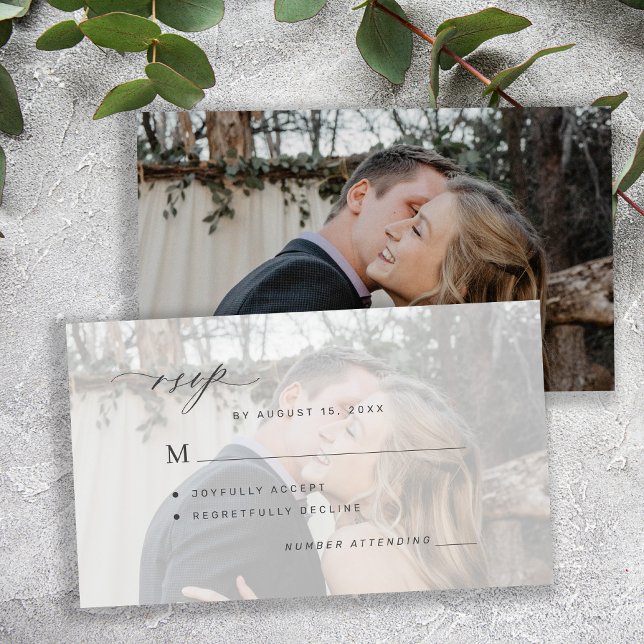 RSVP-Hochzeit für Schwarz-Weiß-Foto Begleitkarte (This is a MINI CARD. Bigger sizes available)