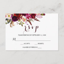 RSVP-Hochzeit im Herbst für Burgund-Wasserfarben