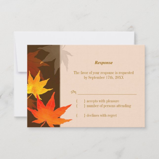 RSVP-Hochzeit im Herbst in farbigen Folien RSVP Karte (Vorderseite)