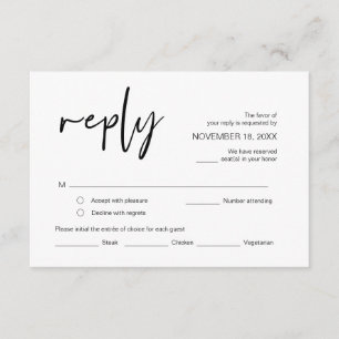 RSVP Hochzeit mit Essensoptionen Antwort Enclosur Begleitkarte