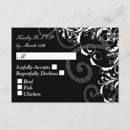 RSVP-Hochzeit mit schwarzem und weißem Swirl RSVP Karte