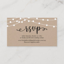 RSVP-Hochzeit, rustikale Kraft-String-Lichter