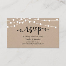RSVP-Hochzeit, rustikale Kraft-String-Lichter