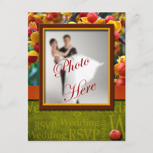 RSVP Hochzeit rustikaler Fall in Liebe maßgeschnei Einladungspostkarte (Vorderseite)