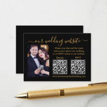 RSVP-Hochzeitdetails Foto 2 QR Gold Black