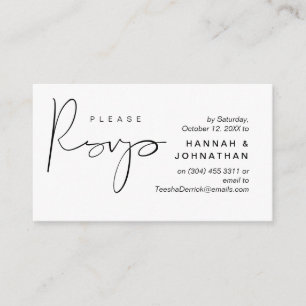 RSVP Hochzeiten per Telefon oder E-Mail Begleitkarte