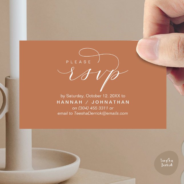 RSVP Hochzeiten per Telefon oder E-Mail Begleitkarte (Wedding Invitation RSVP Respond via Phone or email Online Enclosure Card, Copper Brown)