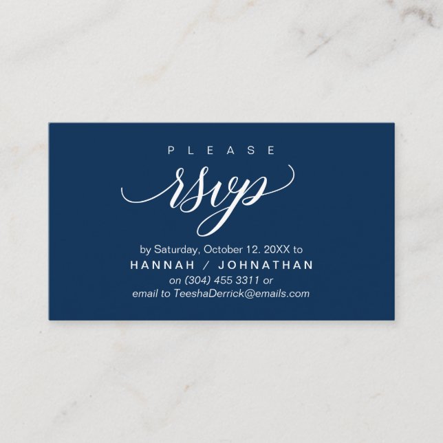 RSVP Hochzeiten per Telefon oder E-Mail Begleitkarte (Vorderseite)