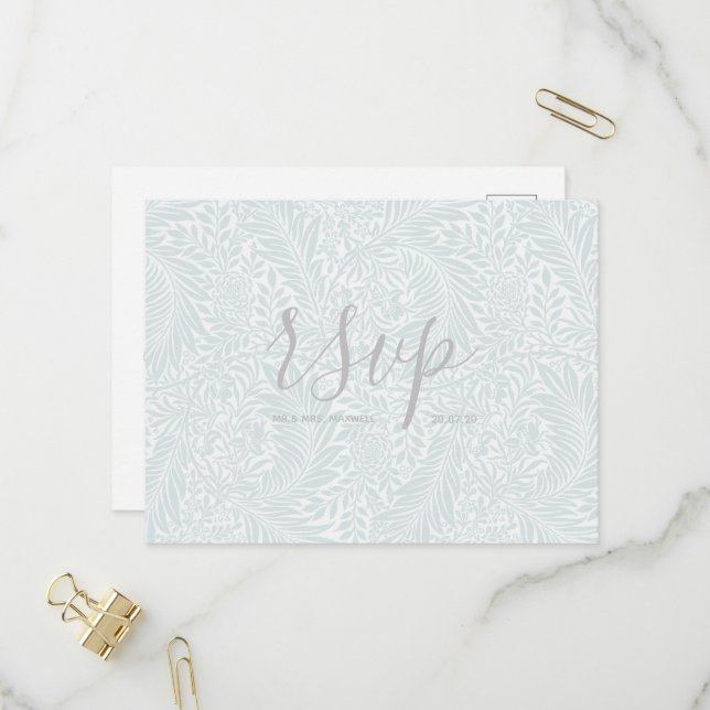 Rsvp-Hochzeitkarte | Klassischer Blumenzitat Einladungspostkarte (Vorderseite/Rückseite Beispiel)