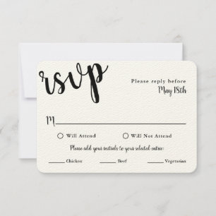 RSVP-Hochzeitkarte mit MEAL-Auswahl RSVP Karte