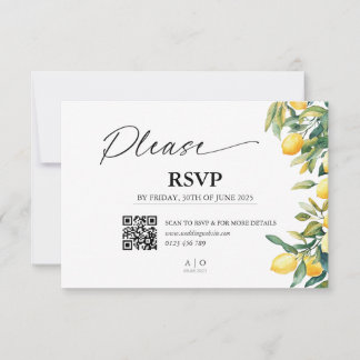 RSVP-Hochzeitkarte mit QR-Code - Zitronen, Italien RSVP Karte