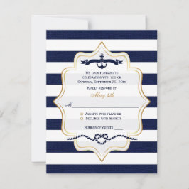 RSVP-Hochzeitkarte | Navy, White Imitats Burlap St Einladung
