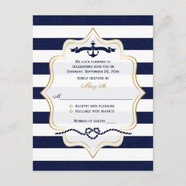 RSVP-Hochzeitkarte | Navy, White Imitats Burlap St RSVP Karte