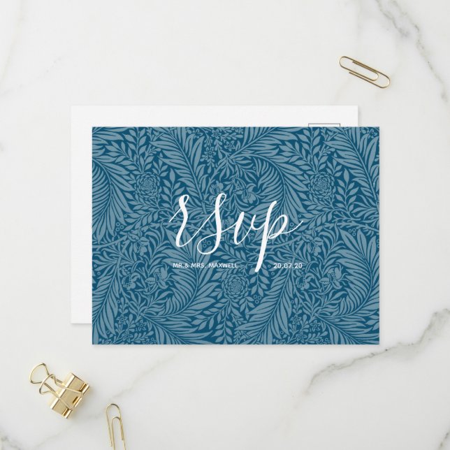 Rsvp-Hochzeitkarte | Sea Vibes Script Einladungspostkarte (Vorderseite/Rückseite Beispiel)