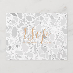 Rsvp-Hochzeitkarte   Terrazzo Script Postcard Einladungspostkarte