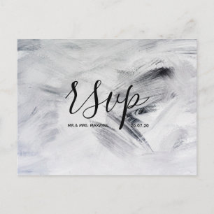 Rsvp-Hochzeitkarte   White Artwork Script Postcard Einladungspostkarte
