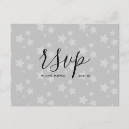 Rsvp-Hochzeitkarte | White Stars Script Postcard Einladungspostkarte