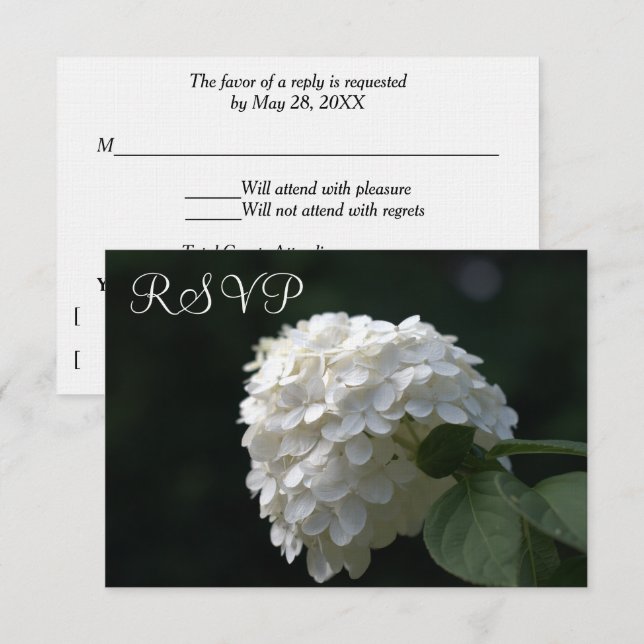 RSVP Hochzeitkarten Weiße Limone Hydrangea (Vorne/Hinten)