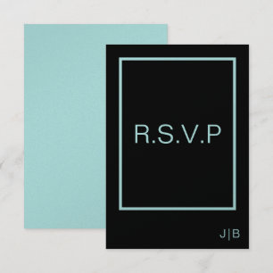 RSVP-Hochzeitskarte aquamarin, schwarz und weiß RSVP Karte