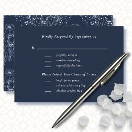 RSVP-Hochzeitsmenü für Navy White Wildblume