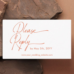 RSVP Hochzeitsstichcode Moderner orangefarbener Te Begleitkarte