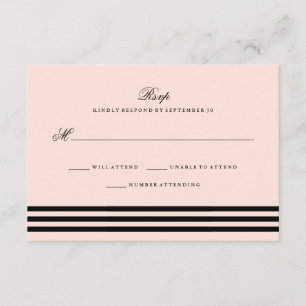 RSVP-Hochzeitsstreifen mit rosafarbenen Streifen RSVP Karte